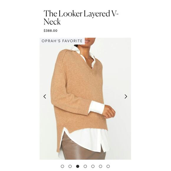 Brochu Walker The Looker Camel Tan Cashmere Oversize V-Neck Sweater White Layer - Picture 10 of 13